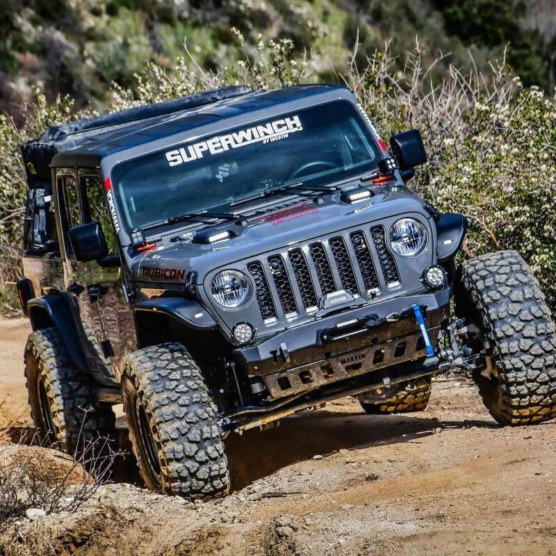 Westin 18-20 Jeep Wrangler JL 2dr LED Hood Scoops - Textured Black - Installation View