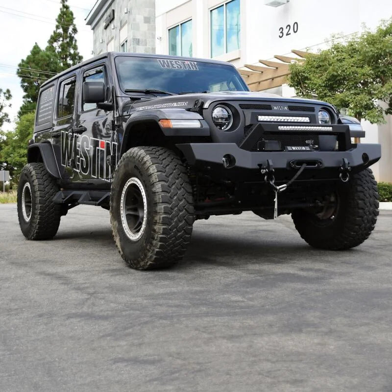 Westin 18-20 Jeep Wrangler WJ2 Full Width Front Bumper w/LED Light Bar Mount Textured Black - Additional View 8