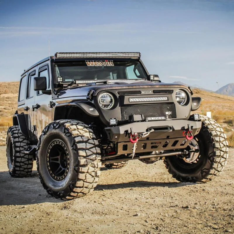 Westin 18-22 Jeep Wrangler JL / 20-22 Gladiator WJ2 Stubby Front Bumper - Tex. Blk - Main Product View