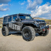 Load image into Gallery viewer, Westin 18-22 Jeep Wrangler JLU 4dr Platinum 4 Oval Nerf Step Bars - Tex. Blk - Installation View
