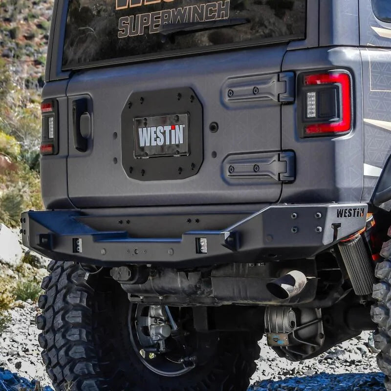 Westin 18-25 Jeep Wrangler JL XTS Rear Bumper - Textured Black - Side View