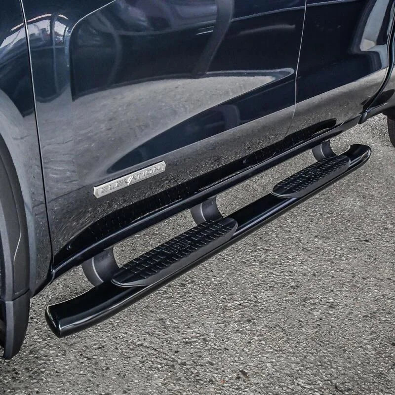 Westin 19-20 Chevrolet Silverado/GMC Sierra 1500 Double Cab PRO TRAXX 5 Oval Nerf Step Bars - Black - Side View