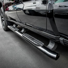 Load image into Gallery viewer, Westin 19-20 Chevrolet/GMC Silverado/Sierra 1500 Double Cab PRO TRAXX 4 Oval Nerf Step Bars - Black - Back View