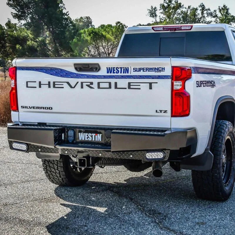 Westin 19-20 Chevy Silverado 1500 HDX Bandit Rear Bumper - Black - Back View