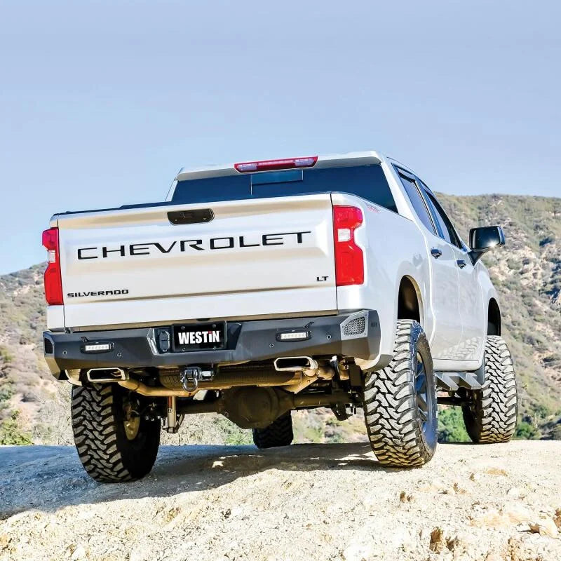 Westin 19-20 Chevy Silverado 1500 Pro-Series Rear Bumper - Textured Black - Back View