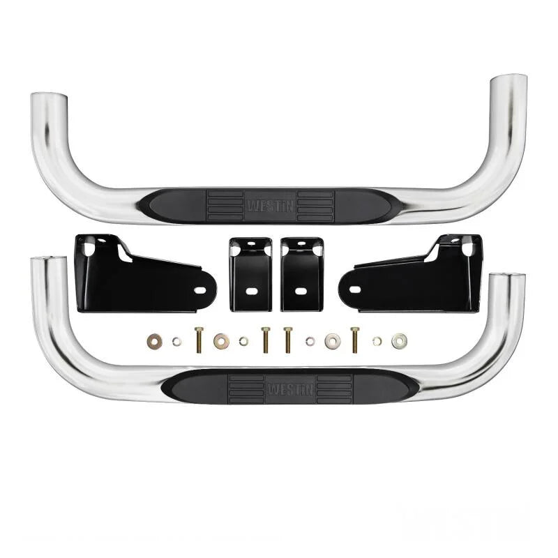 Westin 19-20 Chevy/GMC Silverado/Sierra 1500 Regular Cab E-Series 3 Nerf Step Bars - Stainless Steel - Installation View