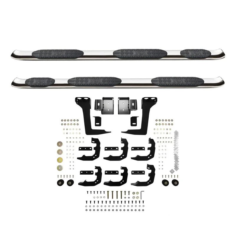 Westin 19-20 Ram 1500 Quad Cab w/ 6.5ft Bed PRO TRAXX 5 W2W Oval Nerf Step Bars - Stainless Steel - Back View