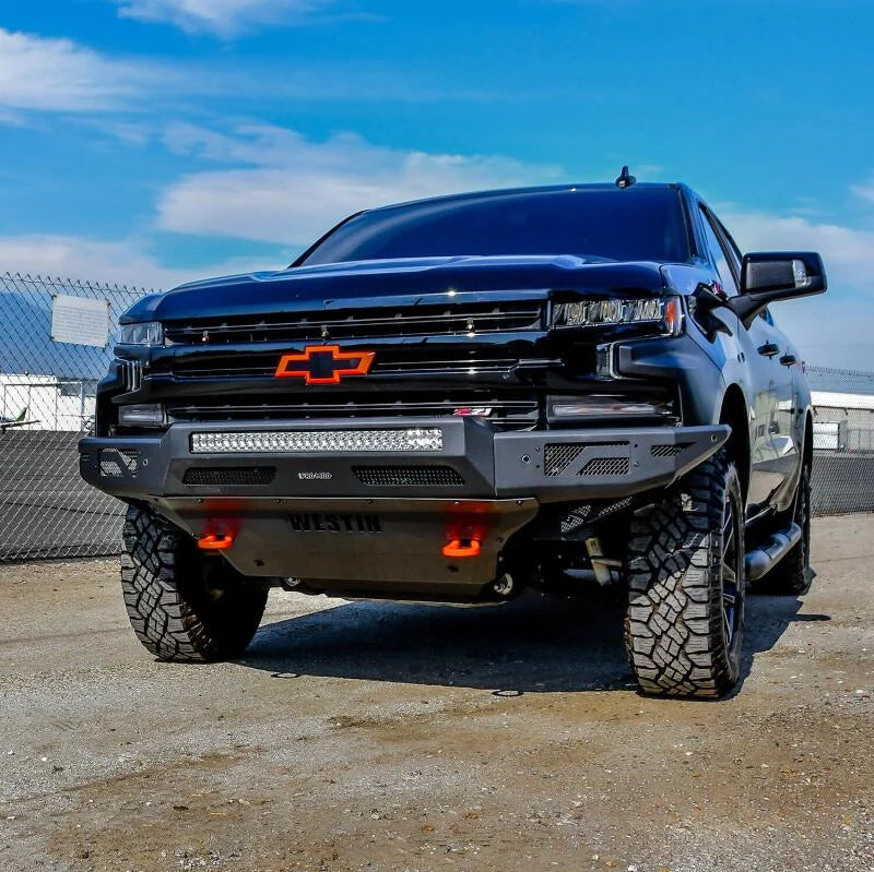Westin 19-21 Chevrolet Silverado 1500 Pro-Mod Front Bumper - Tex. Blk - Side View