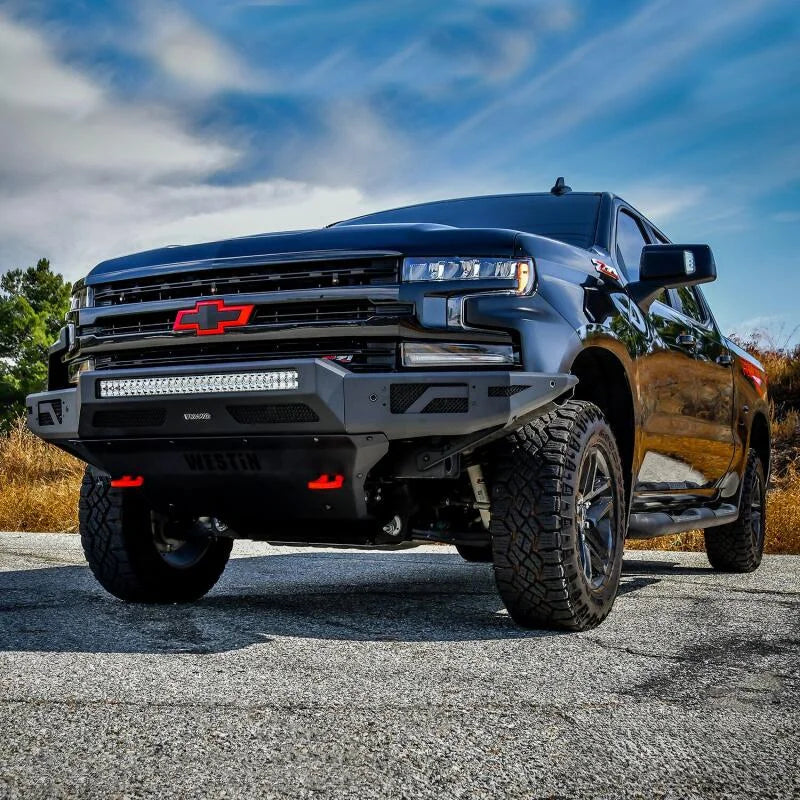 Westin 19-21 Chevrolet Silverado 1500 Pro-Mod Front Bumper - Tex. Blk - Installation View