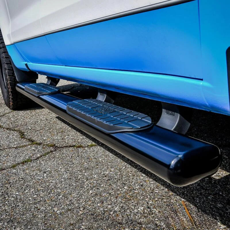 Westin 19-21 Chevrolet Silverado Crew Cab PRO TRAXX 6 Oval Nerf Step Bars - Black - Side View