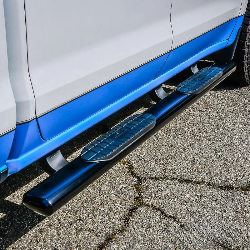 Westin 19-21 Chevrolet Silverado Crew Cab PRO TRAXX 6 Oval Nerf Step Bars - Black - Back View