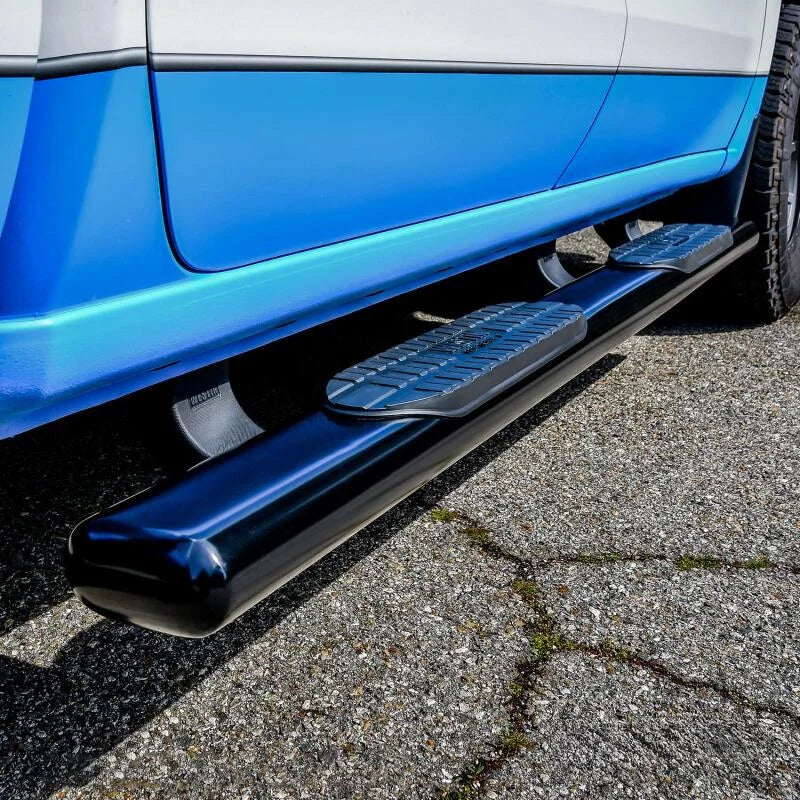 Westin 19-21 Chevrolet Silverado Crew Cab PRO TRAXX 6 Oval Nerf Step Bars - Black - Installation View