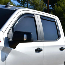 Load image into Gallery viewer, Westin 19-21 Chevy Silverado Crew Cab Pickup In-Channel Wind Deflector 4pc - Smoke - Back View