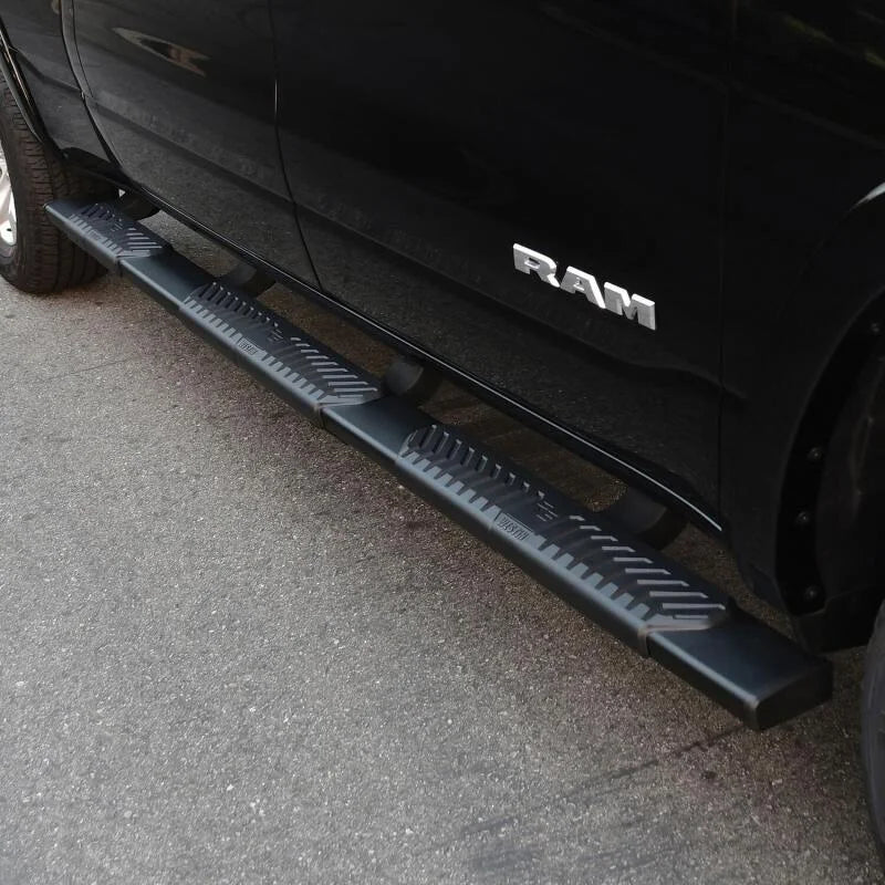 Westin 19-21 Ram 1500 Crew Cab R5 M-Series Wheel-to-Wheel Nerf Step Bars - Black - Back View