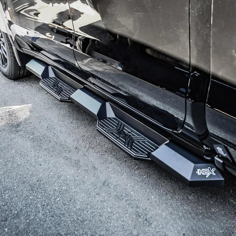 Westin 19-22 Chevrolet Silverado 1500 DC HDX Xtreme Nerf Step Bars - Tex. Blk - Side View