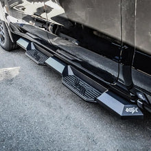 Load image into Gallery viewer, Westin 19-22 Chevrolet Silverado 1500 DC HDX Xtreme Nerf Step Bars - Tex. Blk - Side View