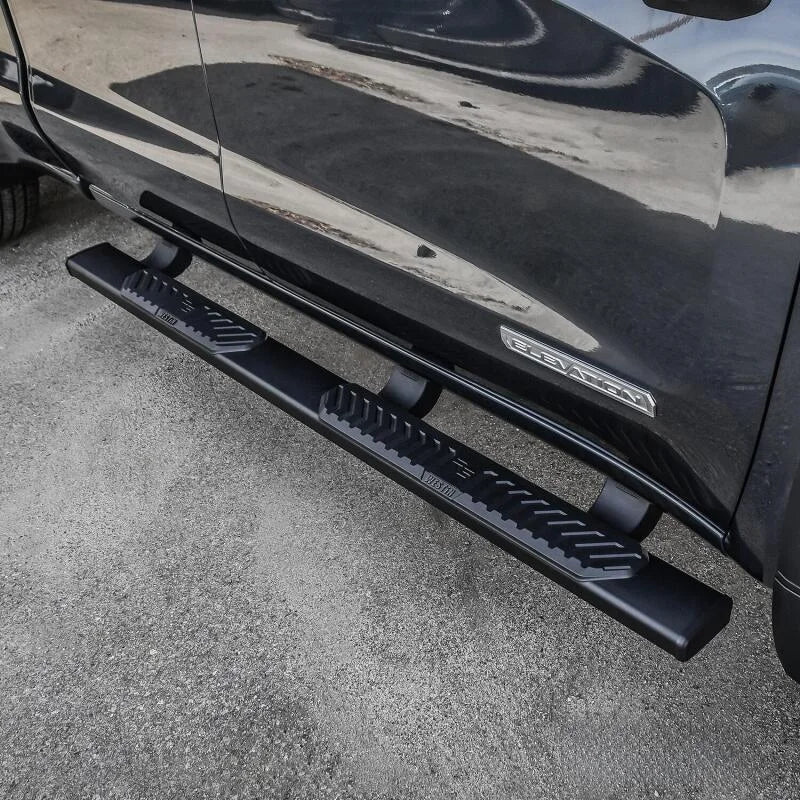 Westin 19-22 Chevrolet Silverado 1500 DC R5 Nerf Step Bars - Blk - Back View