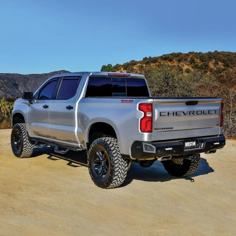 Westin 19-22 Chevrolet Silverado / GMC Sierra Crew Cab Outlaw Nerf Step Bars - Side View