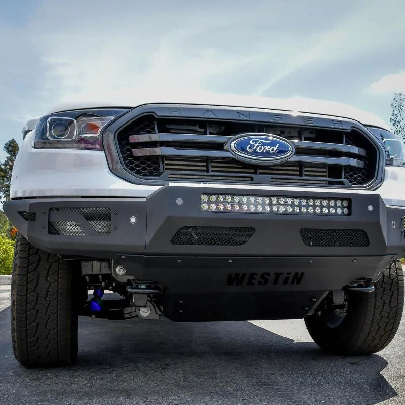 Westin 19-22 Ford Ranger Outlaw/Pro-Mod Skid Plate - Tex. Blk - Back View