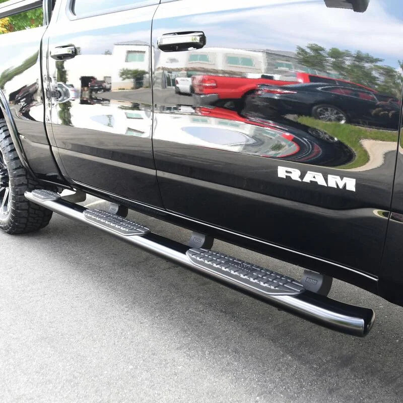 Westin 19-22 RAM 1500 CC 5ft7in. Bed (Excl. Classic) PRO TRAXX 5 W2W Oval Nerf Step Bars - Black - Back View