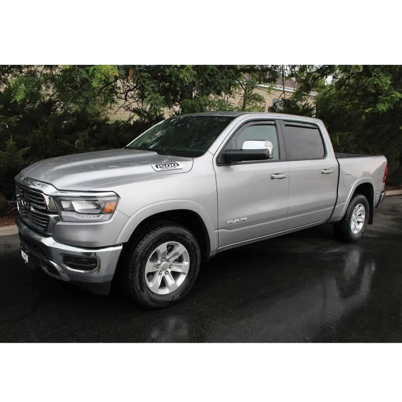 Westin 19-22 Ram 1500 Crew Cab(Excl. 19-22 Ram 1500 Classic) In Channel Wind Deflector 4pc - Smoke - Back View
