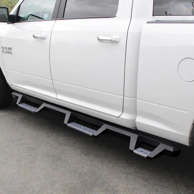 Westin 19-23 1500 Classic CC / 10-23 2500/3500 CC 6.5ft. HDX SS Drop W2W Nerf Step Bars - Tex. Blk - Side View