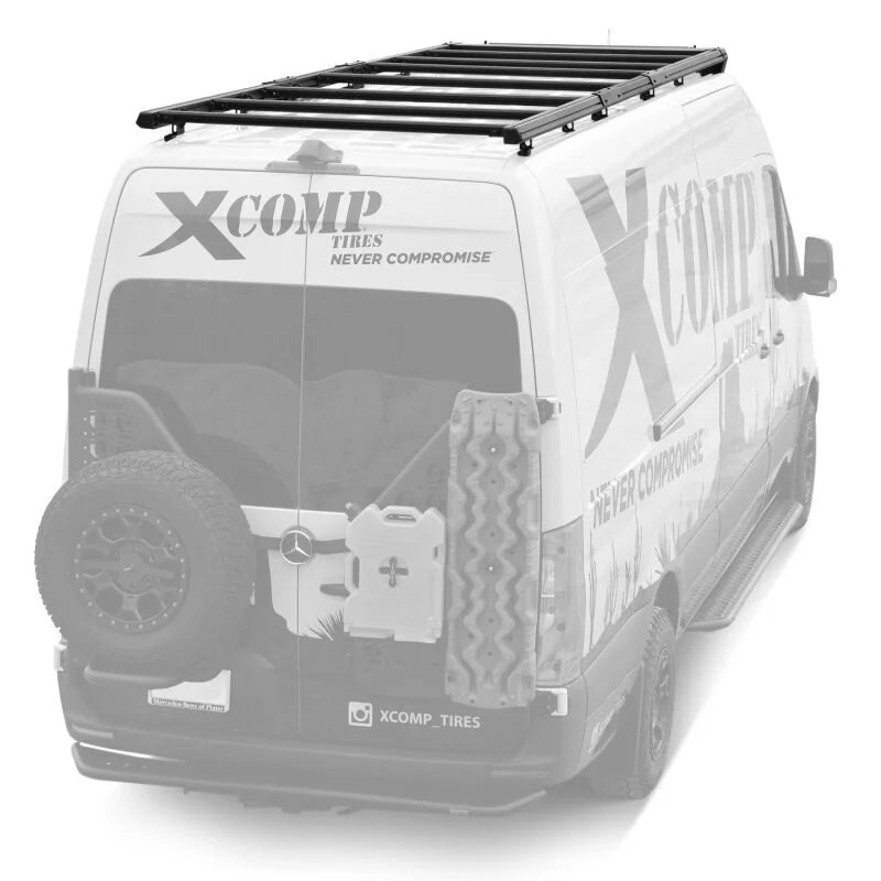 Westin 19-23 Mercedes-Benz Sprinter 144in WB/High Roof Mesa Roof Rack - Textured Black - Side View