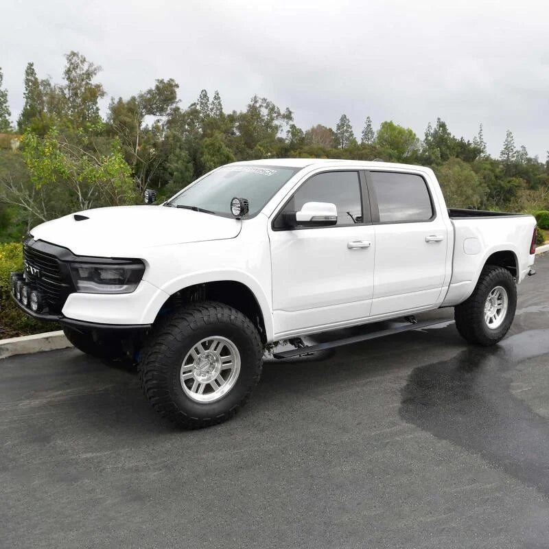 Westin 19-23 RAM 1500 Crew Cab (Excl. 2019+ 1500 Clsc.) Pro-e Running Boards - Tex. Blk - Back View