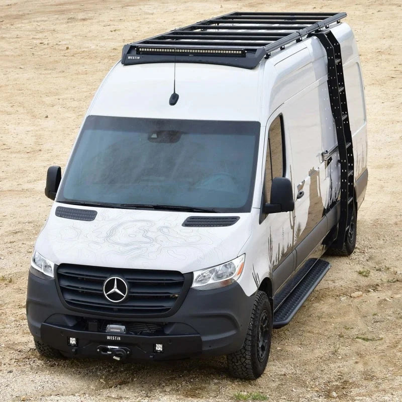 Westin 19-24 Mercedes-Benz Sprinter High Roof Mesa Side Ladder - Back View