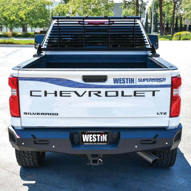 Westin 1999-2018 Chevrolet/Ford/GMC/Toyota Silverado/Sierra 1500/2500/3500 HD Headache Rack - Black - Back View