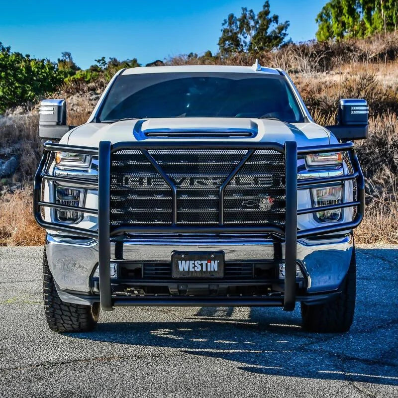 Westin 20-22 Chevrolet Silverado 2500/3500 HDX Modular Grille Guard - Black - Main Product View