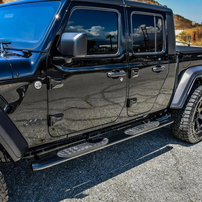 Westin 20-22 Jeep Gladiator PRO TRAXX 4 Oval Nerf Step Bars - Black - Side View