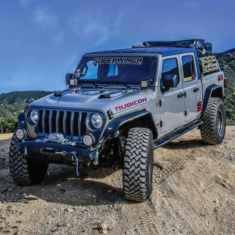 Westin 20-23 Jeep Gladiator Rock Slider - Textured Black - Back View