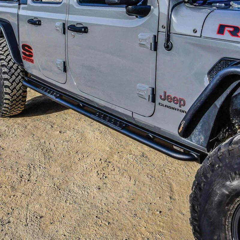 Westin 20-23 Jeep Gladiator Rock Slider - Textured Black - Installation View