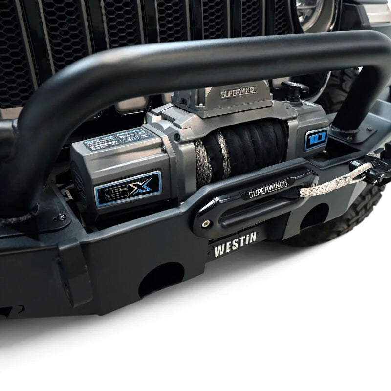 Westin 20-25 Jeep Gladiator / 18-25 Wrangler JL XTS Front Bumper - Tex. Blk - Back View
