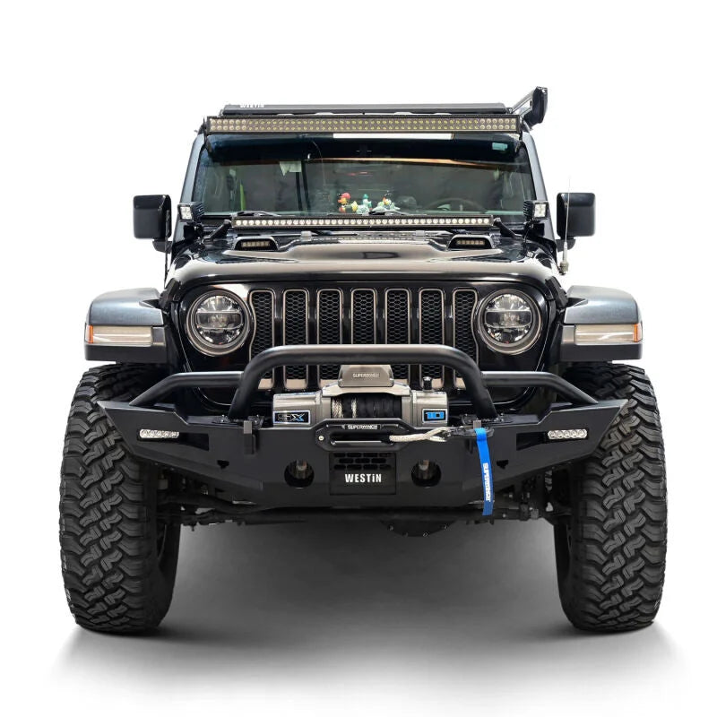 Westin 20-25 Jeep Gladiator / 18-25 Wrangler JL XTS Front Bumper - Tex. Blk - Installation View