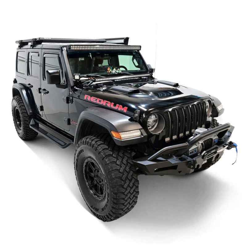 Westin 20-25 Jeep Gladiator / 18-25 Wrangler JL XTS Round Bull Bar - Tex. Blk - Installation View