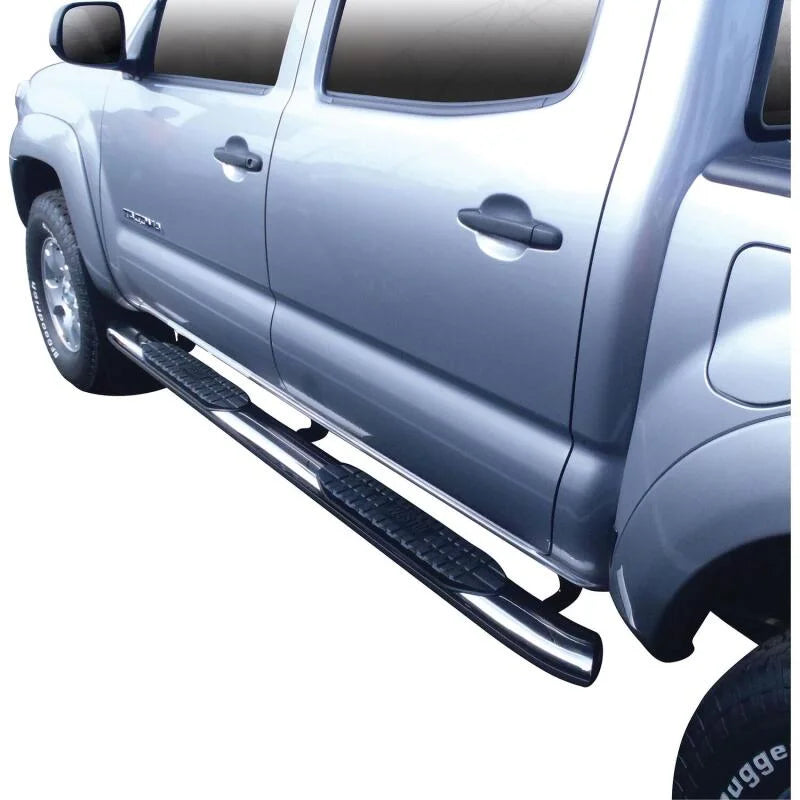 Westin 2005-2017 Toyota Tacoma Double Cab PRO TRAXX 5 Oval Nerf Step Bars - SS - Side View