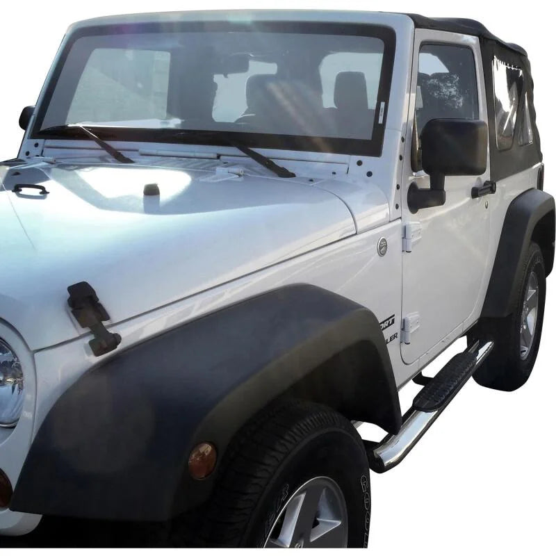 Westin 2007-2017 Jeep Wrangler 2dr PRO TRAXX 4 Oval Nerf Step Bars - SS - Back View