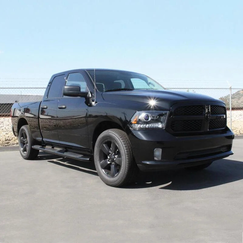 Westin 2009-2018 Ram/Dodge 1500 Quad Cab (6.5 ft Bed) PRO TRAXX 5 WTW Oval Nerf Step Bars - Black - Installation View