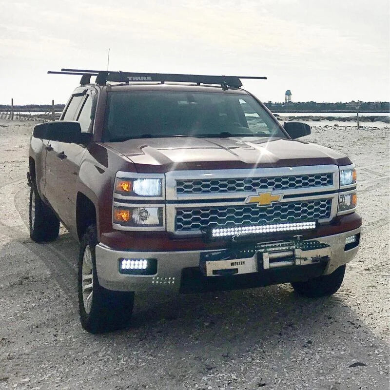 Westin 2014-2017 Chevrolet Silverado 1500 MAX Winch Tray Face Plate - SS - Side View