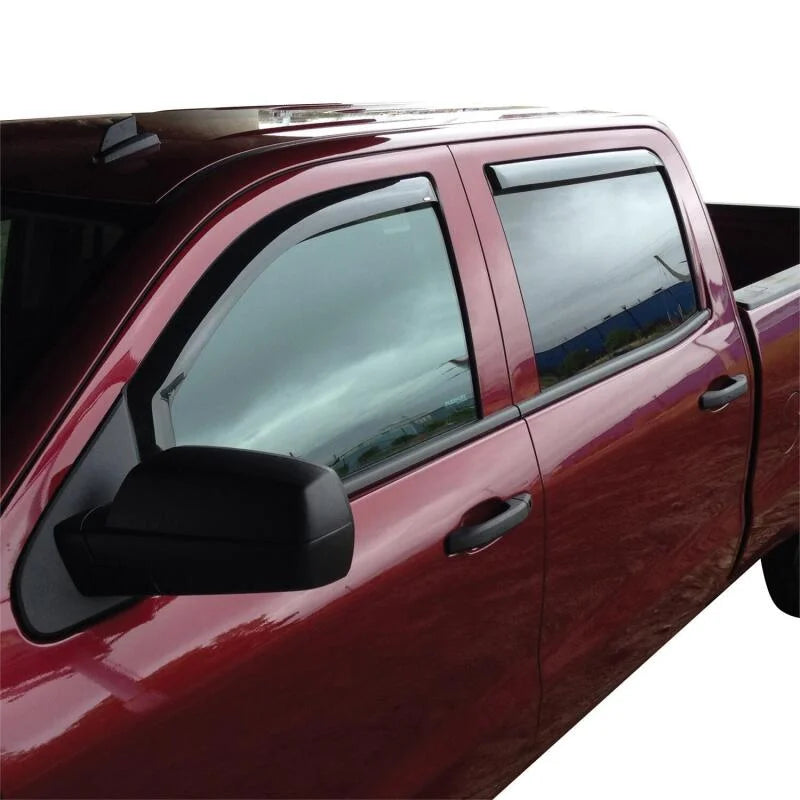 Westin 2014-2018 Chevy Silverado 1500 Crew Cab Wade In-Channel Wind Deflector 4pc - Smoke - Side View