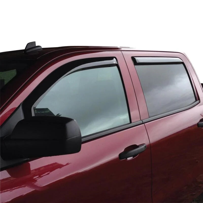 Westin 2014-2018 Chevy Silverado 1500 Crew Cab Wade In-Channel Wind Deflector 4pc - Smoke - Installation View