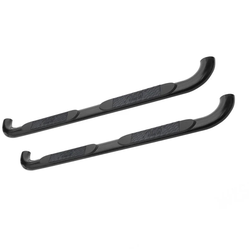 Westin 2014-2018 Chevy Silverado 1500 Dbl Cab (Body Mount) Platinum 4 Oval Nerf Step Bars - Black - Side View