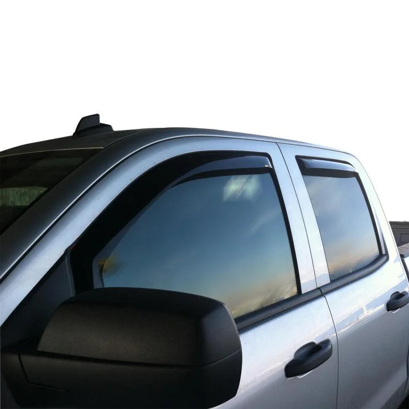 Westin 2014-2018 Chevy Silverado 1500 Dbl Cab Wade In-Channel Wind Deflector 4pc - Smoke - Side View