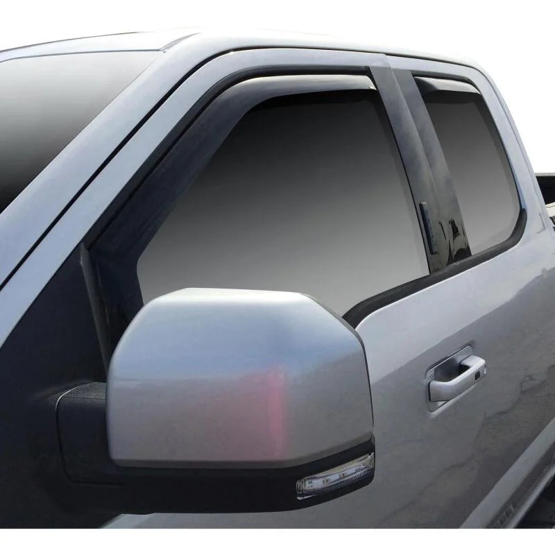 Westin 2015-2018 Ford F-150 SuperCab Wade In-Channel Wind Deflector 4pc - Smoke - Side View