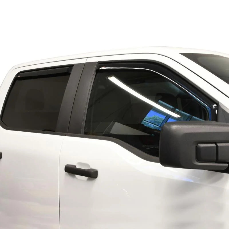 Westin 2015-2018 Ford F-150 SuperCrew Wade In-Channel Wind Deflector 4pc - Smoke - Installation View
