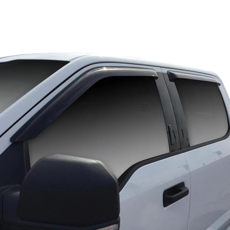 Westin 2015-2018 Ford F-150 SuperCrew Wade Slim Wind Deflector 4pc - Smoke - Side View