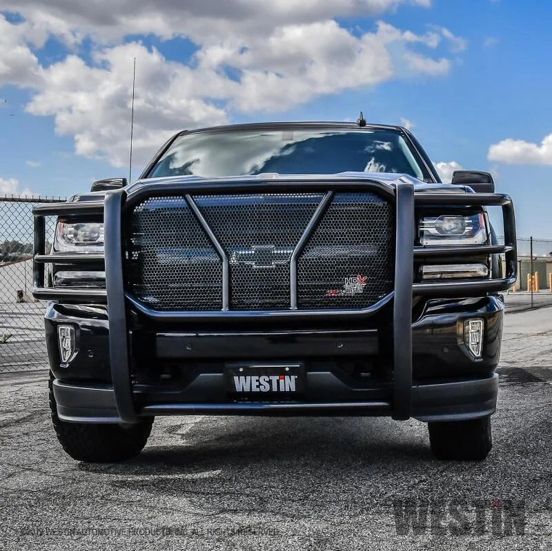 Westin 2016-2018 Chevrolet Silverado 1500 HDX Grille Guard - Black - Installation View