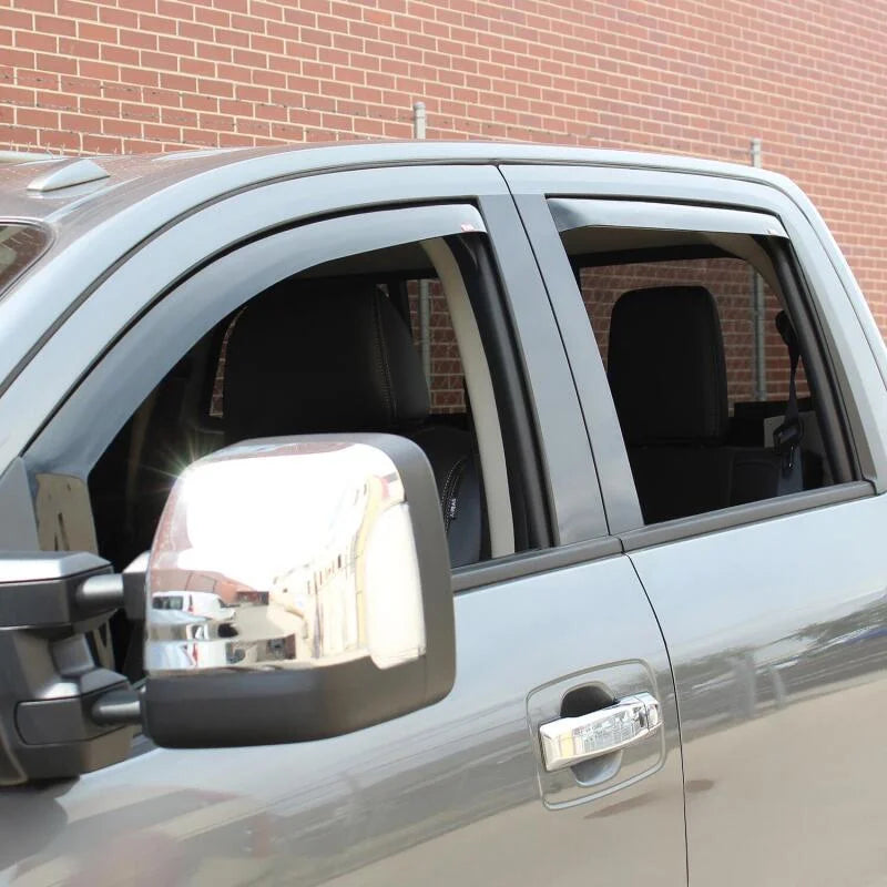 Westin 2016-2018 Nissan Titan XD/Titan Wade In-Channel Wind Deflector 4pc - Smoke - Side View